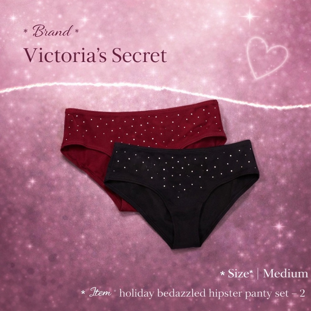 Victoria’s Secret Holiday Bedazzled Hipster Panty Set – Size Medium (2 Pair)